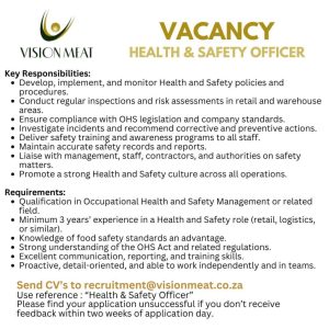 Health & Safety Officer Vacancy – Vision Meat